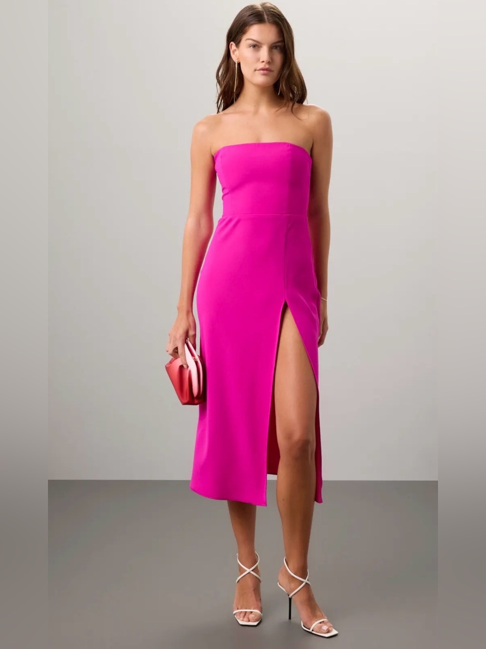 Amanda Uprichard Mandy Midi Dress in Hot Pink Size Small